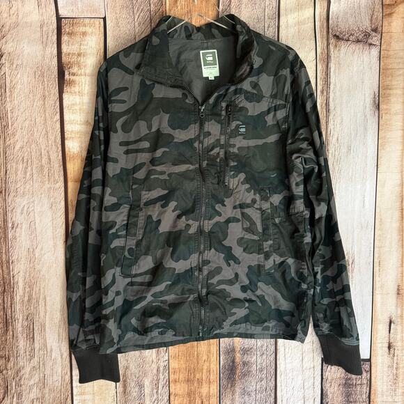 G-Star Raw Jacket Camo Recroft Overshirt XL Shacket Military Utility Fall Zip - Picture 1 of 9
